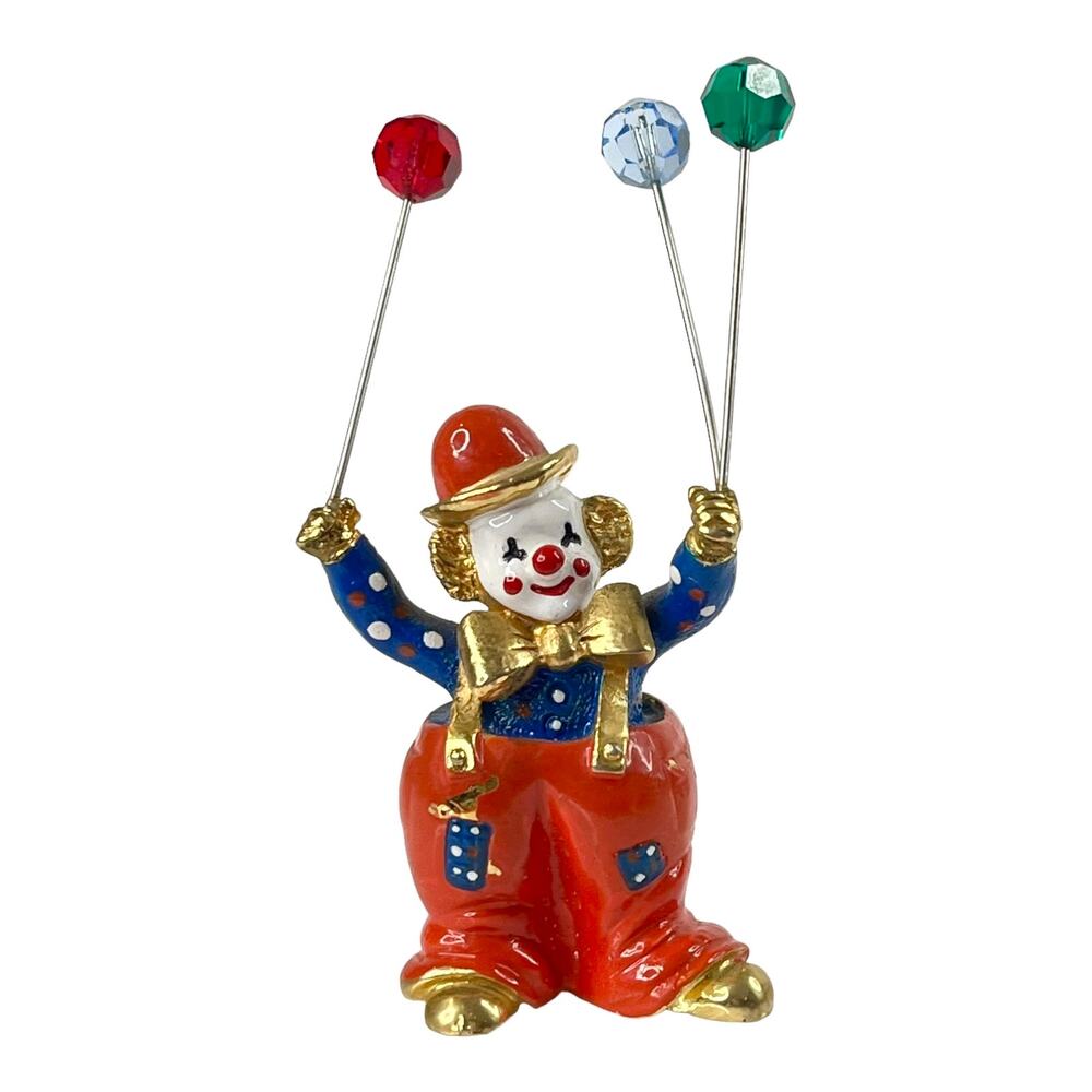 Spoontiques Pewter Clown Gold Miniature Figurine 3.25" Balloons 1987 Cm 469 Vtg